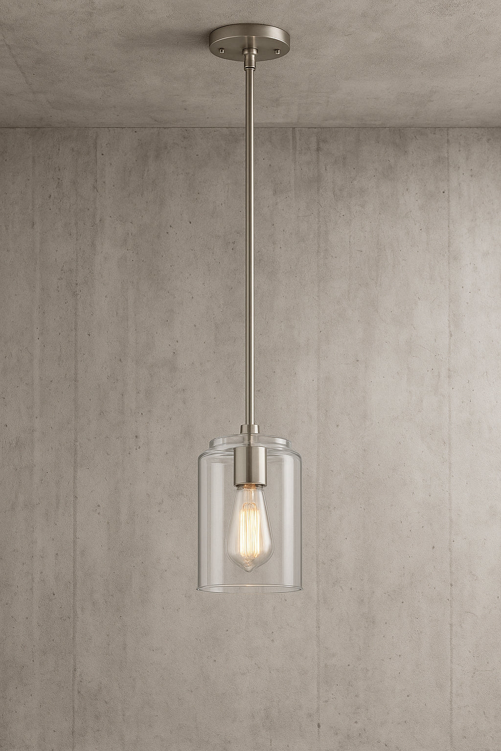 Home Decorators Collection Mullins 1 Light Brushed Nickel Mini Pendant with Clear Glass Shade 27228/303882962 718212272282 Home Decorators Collection