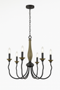 Generation Lighting Simira 6 Light Weathered Gray Classic Rustic Farmhouse Hanging Candlestick Chandelier with Distressed Oak Finish Accents 3115806 846/301913602 785652043635 Generation Lighting
