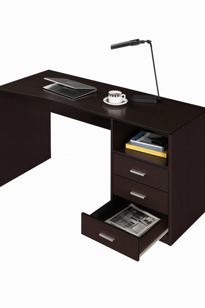 Techni Mobili 51 25 In Rectangular Wenge 3 Drawer Computer Desk With Built In Storage
