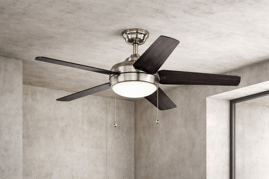 Home Decorators Collection Windward 44 in LED Brushed Nickel Ceiling Fan with Light Kit