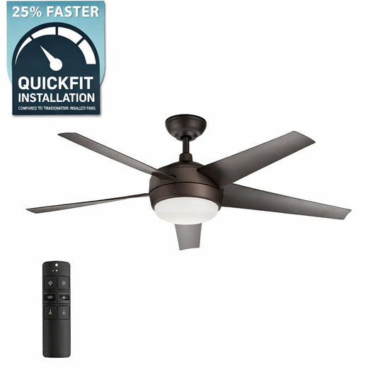 Home Decorators Collection Windward IV 52 in Indoor LED Oil Rubbed Bronze Ceiling Fan with Dimmable Light Kit Remote Control and Reversible Motor