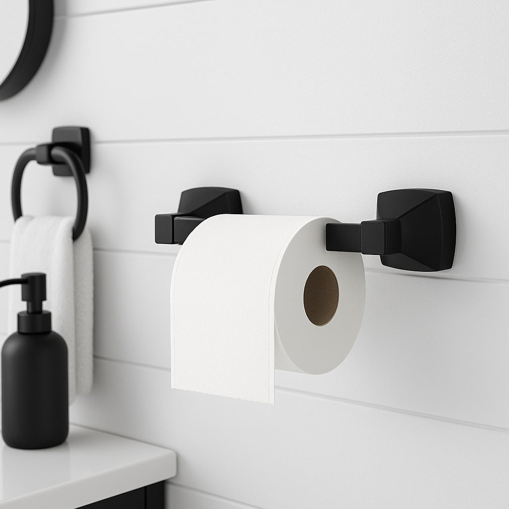 Venturi Double Post Toilet Paper Holder in Matte Black