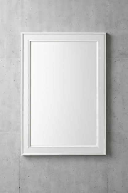 Home Decorators Collection Gazette 23.5 in. W x 32 in. H Rectangular Wood Framed Wall Bathroom Vanity Mirror in White