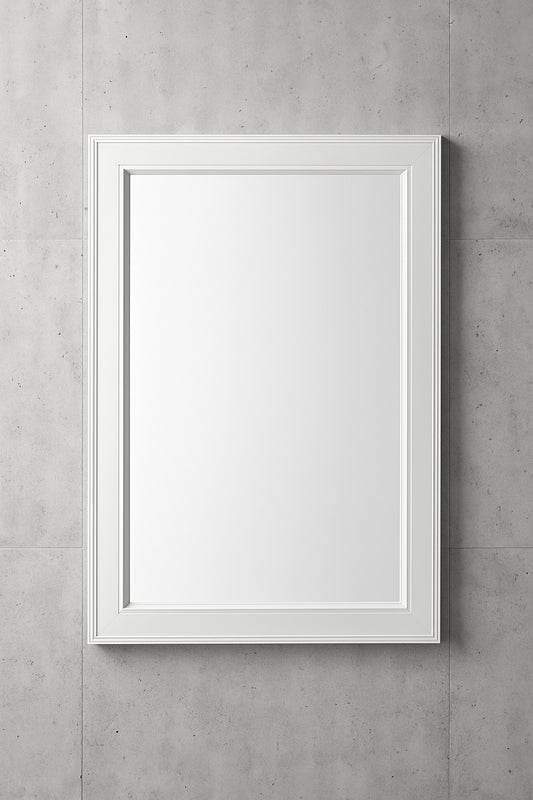 Home Decorators Collection Gazette 23.5 in. W x 32 in. H Rectangular Wood Framed Wall Bathroom Vanity Mirror in White