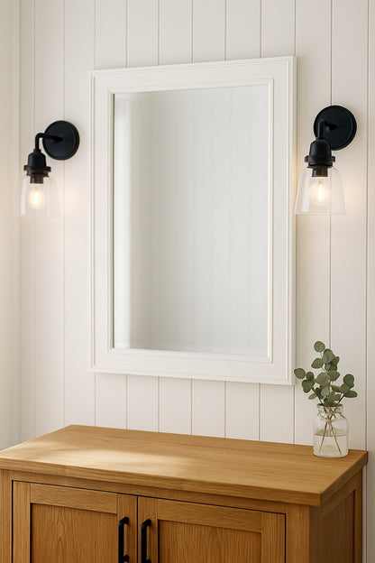 Home Decorators Collection Gazette 23.5 in. W x 32 in. H Rectangular Wood Framed Wall Bathroom Vanity Mirror in White