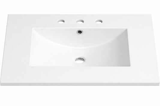 Eridanus Tucson 30 in W x 18 in D Vitreous China Single Sink Vanity Top in White with 3 Faucet Holes 8 in Widespread