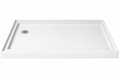 DreamLine SlimLine 60 in x 36 in Single Threshold Shower Pan Base in White with Left Hand Drain