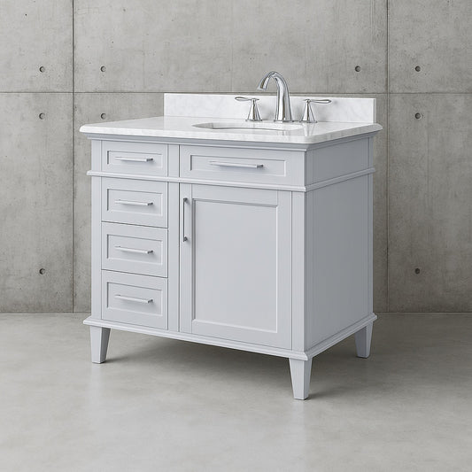 Sonoma 36 in. Single Sink Pebble Gray Bath Vanity with Carrara Marble Top (Assembled)
