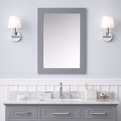 Home Decorators Collection Sonoma 22 in W x 30 in H Rectangular Framed Wall Mount Bathroom Vanity Mirror in Pebble Gray
