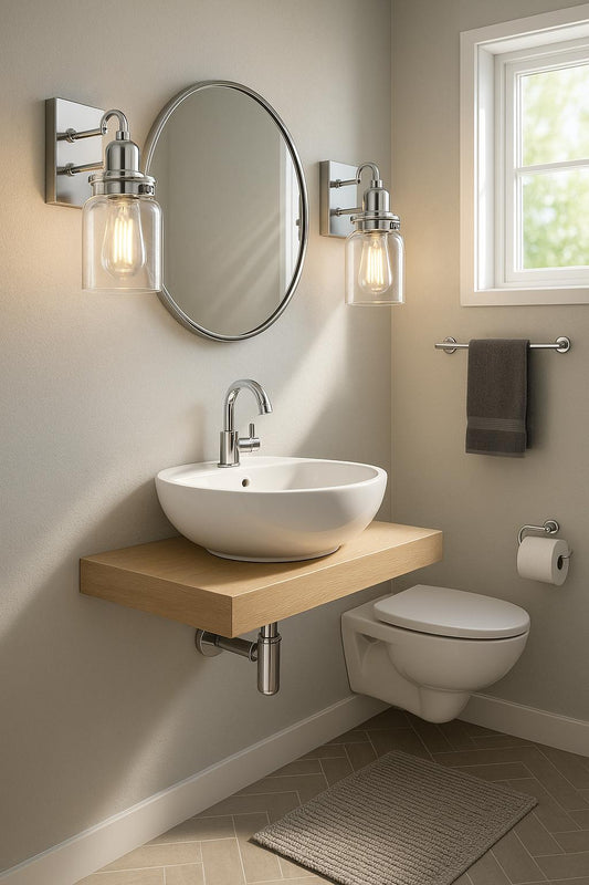 Progress Lighting Calhoun Collection 5 in. 1-Light Brushed Nickel Clear Glass Farmhouse Urban Industrial Bathroom Vanity Light
