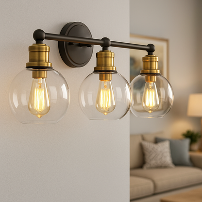 Progress Lighting
Hansford Collection 24.5 in. Vintage Electric 3-Light Antique Bronze Coastal Farmhouse Clear Glass Bathroom Vanity Light
