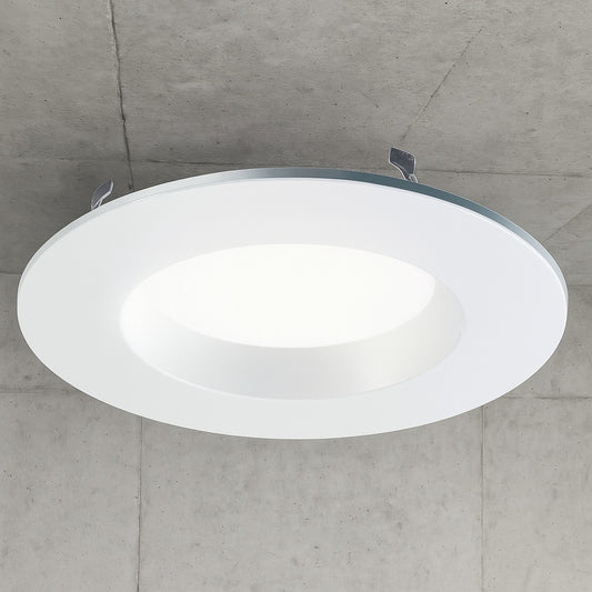 SMD-DM 6 in. 3000K Remodel Canless Lens White Round Integrated LED Recessed Light Kit Surface Mount Trim Kit