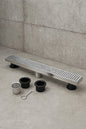 Designline 24 in. Stainless Steel Linear Shower Drain with Square Pattern Drain Cover DLS2240R2