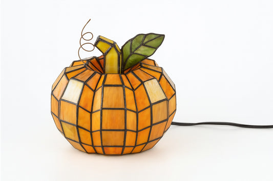 River of Goods 9 in Orange Indoor Patch the Pumpkin Stained Glass Accent Lamp