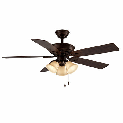 Hampton Bay Campbell 52 in Indoor LED Mediterranean Bronze Ceiling Fan with Light Kit Downrod Reversible Blades and Remote