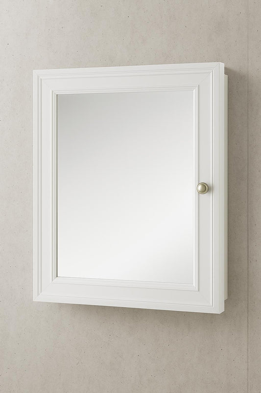 Home Decorators Collection 20 3 4 in W x 25 3 4 in H Fog Free Framed Recessed or Surface Mount Bathroom Medicine Cabinet in White with Mirror 45409/302968136 44021454091 Home Decorators Collection
