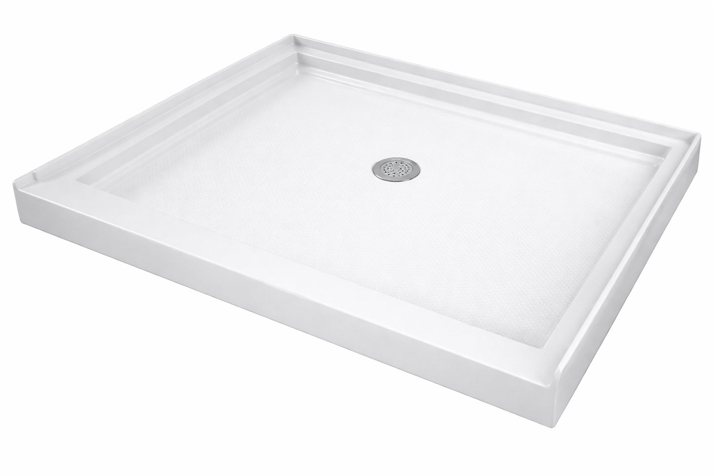 DreamLine SlimLine 42 in x 36 in Single Threshold Alcove Shower Pan Base in White with Center Drain