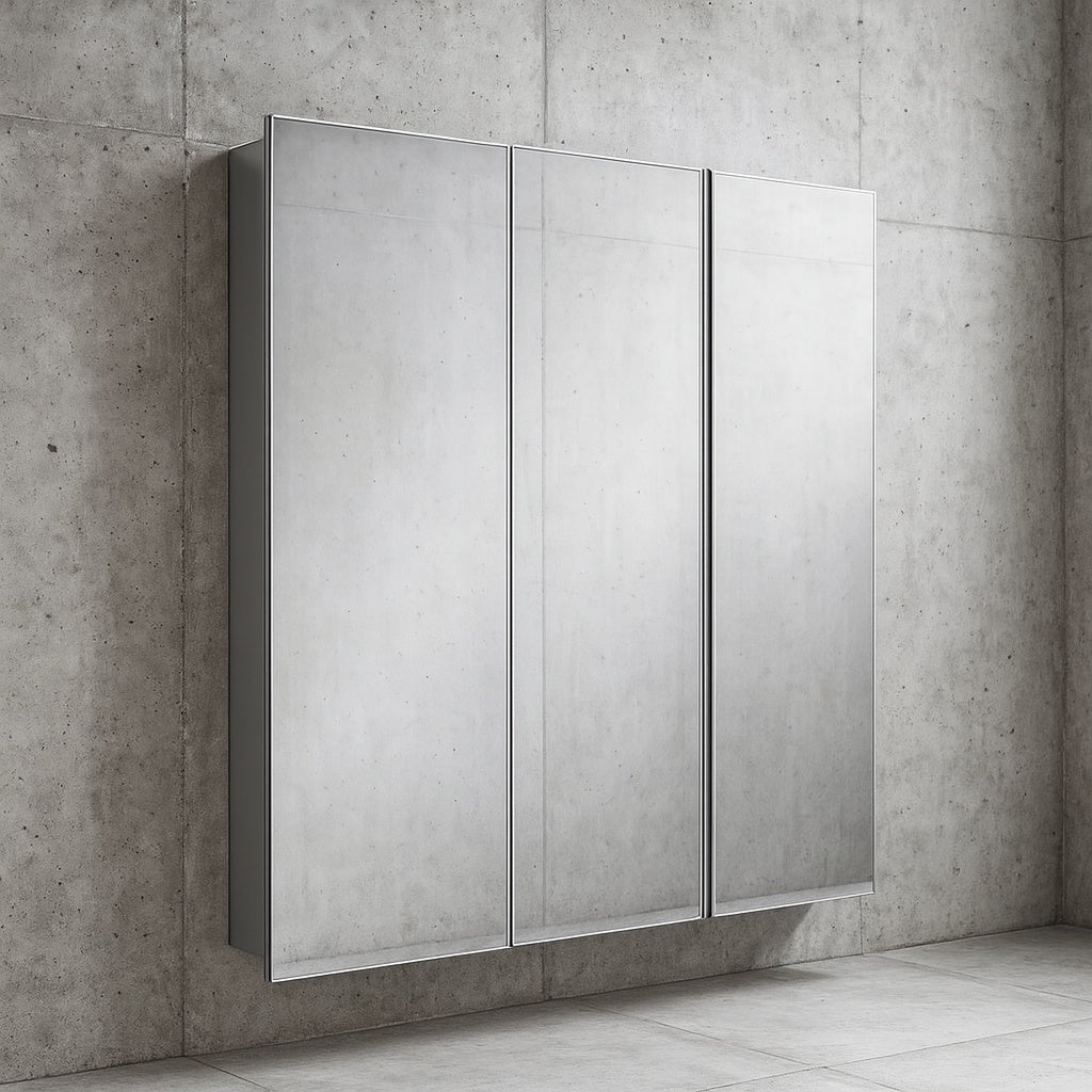 24.4 in. W x 25.2 in. H Rectangular Medicine Cabinet with Mirror in Silver with Adjustable Shelves 45403