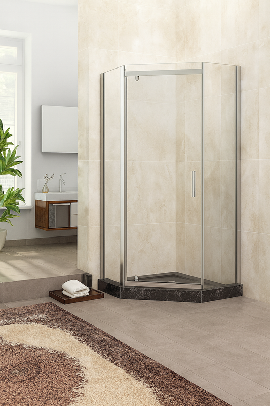Delta 38 in. W x 74 in. H Neo-Angle Pivot Framed Corner Shower Enclosure in Chrome with Clear Glass