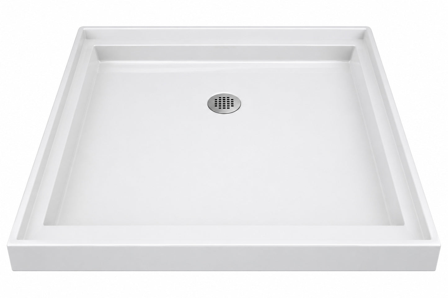 DreamLine SlimLine 32 in x 32 in Single Threshold Alcove Shower Pan Base in White with Center Drain