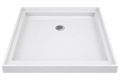 DreamLine SlimLine 32 in x 32 in Single Threshold Alcove Shower Pan Base in White with Center Drain