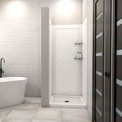 DreamLine SlimLine 32 in x 32 in Single Threshold Alcove Shower Pan Base in White with Center Drain