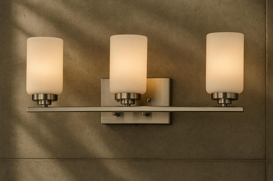 Bel Air Lighting Mod Pod 22 in. 3-Light Oil Rubbed Bronze Bathroom Vanity Light Fixture with Frosted Glass Cylinder Shades