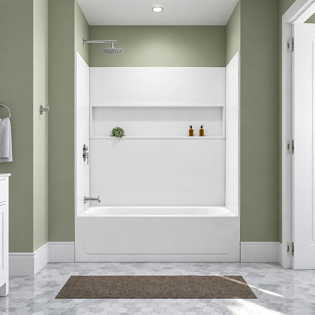 Bootz Industries Maui 60 in x 30 in Alcove Soaking Bathtub with Left Drain in White