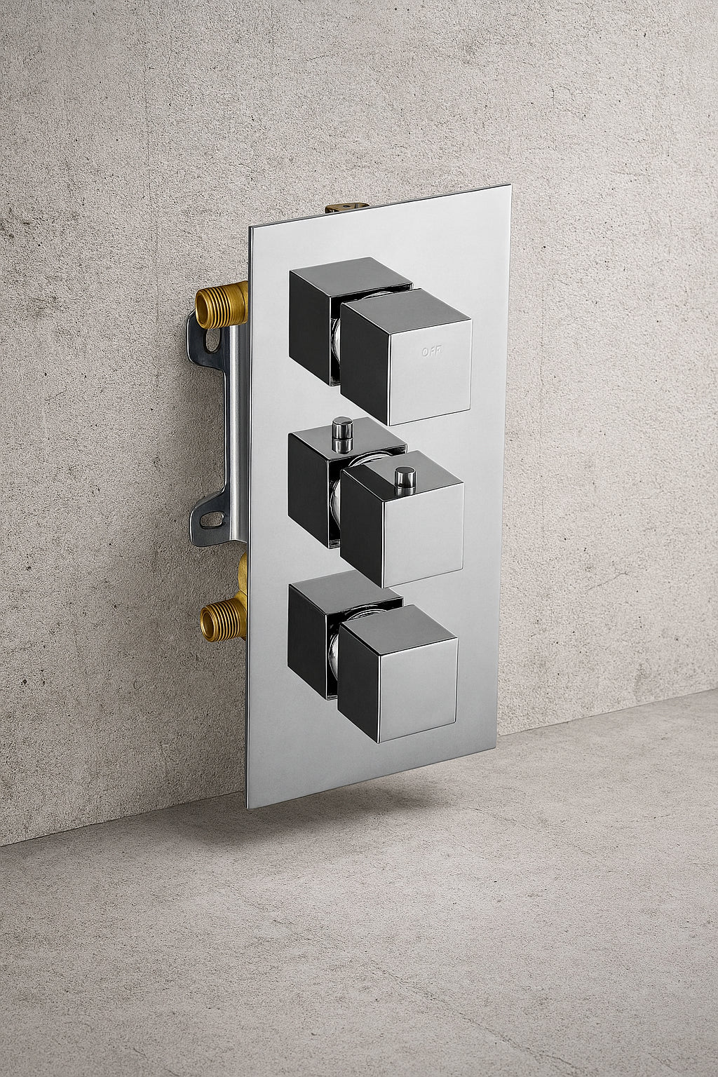 AB2701-PC 3-Handle Shower Mixer Valve with Sleek Modern Design in Polished Chrome
