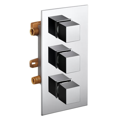 AB2701-PC 3-Handle Shower Mixer Valve with Sleek Modern Design in Polished Chrome