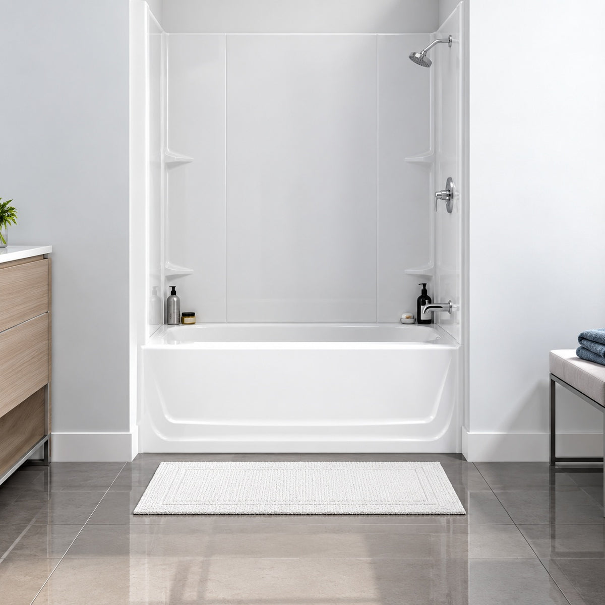 Bootz Industries Honolulu 46 in x 27 in Alcove Soaking Bathtub with Right Drain in White 011 3378 00