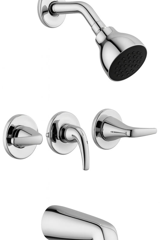 Glacier Bay Aragon 3 Handle 1 Spray Tub And Shower Faucet 1 8 Gpm In Chrome Valve Included