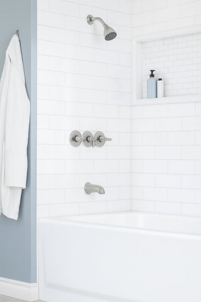 Glacier Bay Aragon 3 Handle 1 Spray Tub And Shower Faucet 1 8 Gpm In Chrome Valve Included