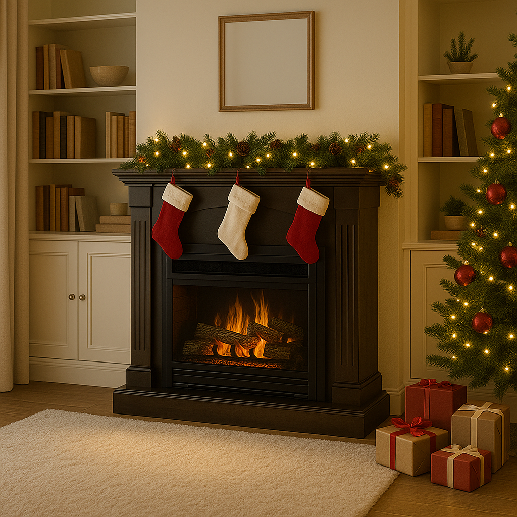 Pleasant Hearth 20,000 BTU 36 in. Compact Convertible Ventless Propane Gas Fireplace in Tobacco