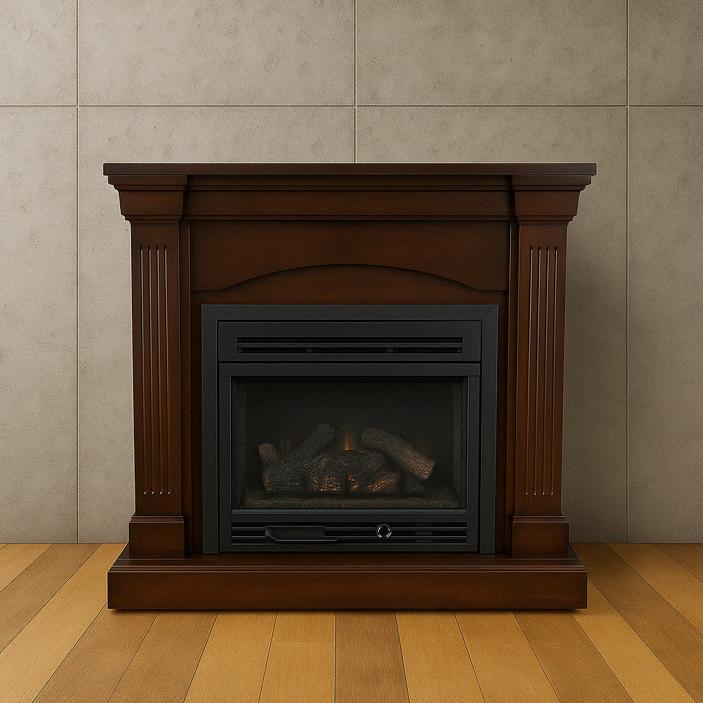 Pleasant Hearth 20,000 BTU 36 in. Compact Convertible Ventless Propane Gas Fireplace in Tobacco