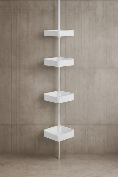 Tension Pole Rust Resistant Corner Shower Caddy in Satin Chrome