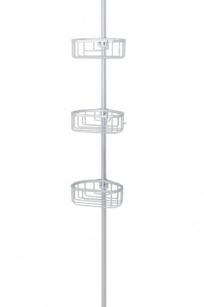 Tension Pole Corner Rust Resistant Shower Caddy in Satin Chrome