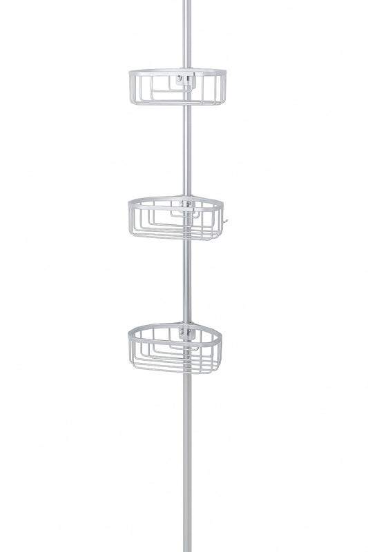 Tension Pole Corner Rust Resistant Shower Caddy in Satin Chrome