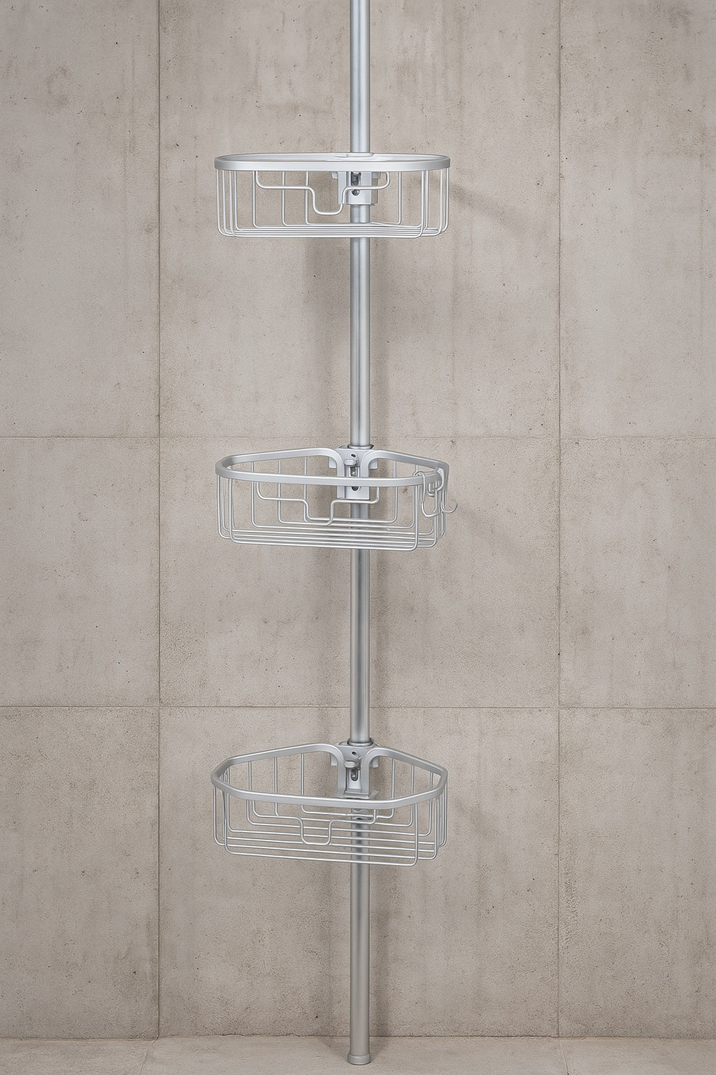 Tension Pole Corner Rust Resistant Shower Caddy in Satin Chrome