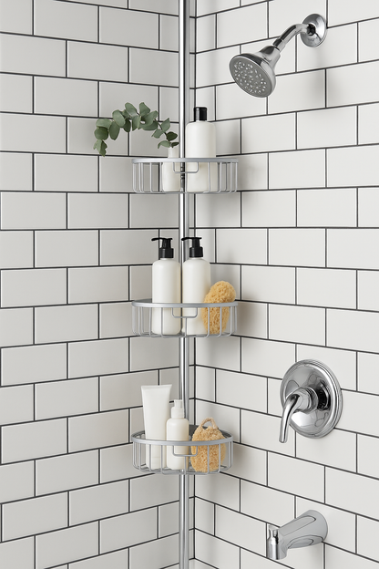 Glacier Bay Rustproof Tension Pole Shower Caddy in Satin Chrome