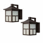 Hampton Bay 8 in Black Integrated LED Hardwired Outdoor Wall Light Lantern Sconce Fixture with Frosted Textured Glass 2 Pack BAL 012