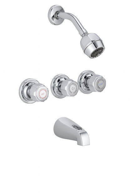 KEENEY Belanger 3-Handle 2-Spray Tub and Shower Faucet in Polished Chrome (Valve Included)