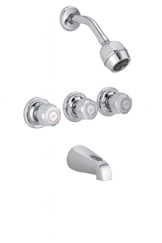 KEENEY Belanger 3-Handle 2-Spray Tub and Shower Faucet in Polished Chrome (Valve Included)