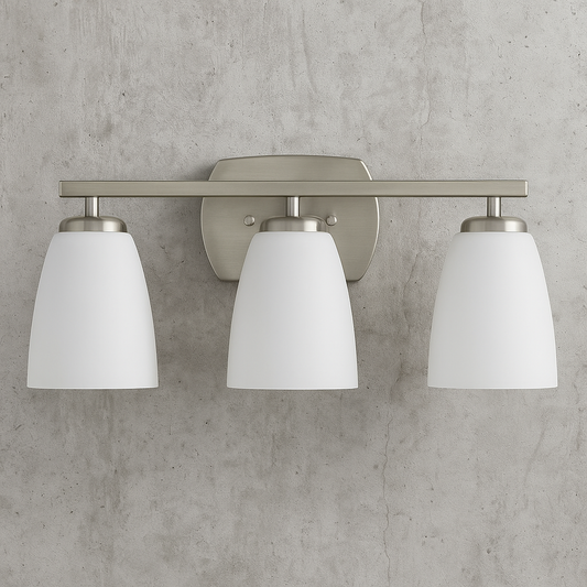 Progress Lighting
Leap Collection 23 in. 3-Light Brushed Nickel Etched Glass Modern Bathroom Vanity Light