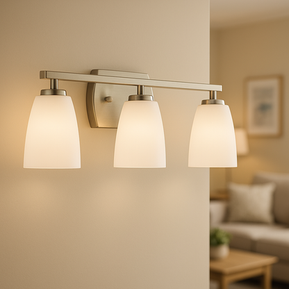 Progress Lighting
Leap Collection 23 in. 3-Light Brushed Nickel Etched Glass Modern Bathroom Vanity Light