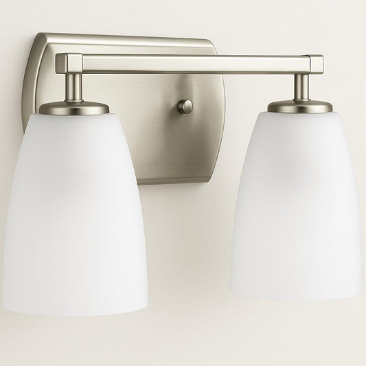 Progress Lighting Leap Collection 2-Light Brushed Nickel Etched Glass Modern Bath Vanity Light