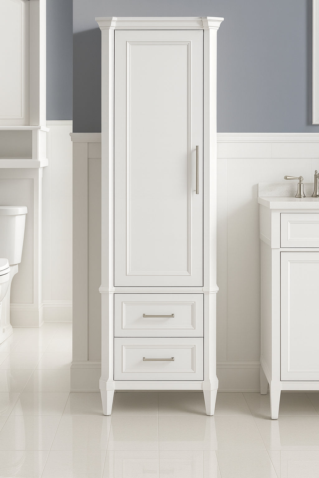 Aberdeen 21 in W x 14 in D x 60 in H White Freestanding Linen Cabinet 8104000410