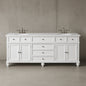 Home Decorators Collection Hampton Harbor 72 in W x 22 in D x 35 in H Double Sink Freestanding Bath Vanity in White with White Marble Top