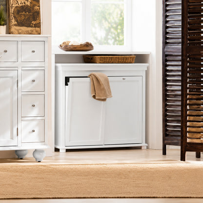 Home Decorators Collection Hampton Harbor 35 in Double Tilt Out Hamper in White