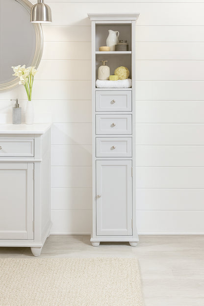 Home Decorators Collection Hampton Harbor 15 In W X 10 In D X 68 In H Gray Freestanding Linen Cabinet